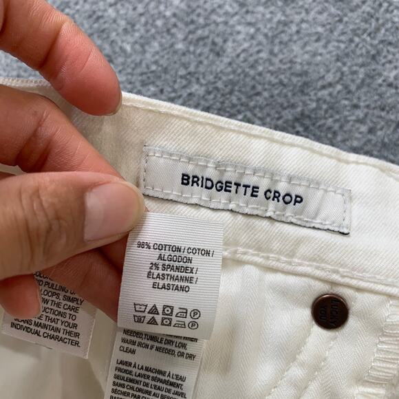 Lucky Brand Jeans Womens 8 White Denim Bridgette Crop High Rise Cut Off Hem - Picture 9 of 13